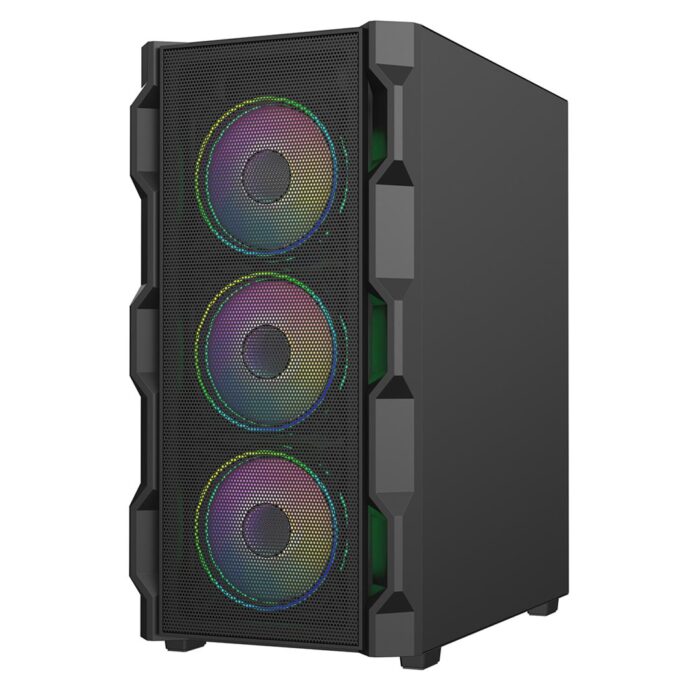 CIT Neo 1 CIT Neo ATX Gaming Case Black 6 Port Hub PWM & 4x ARGB CiT Tornado Dual-Ring Infinity Fans - Image 2