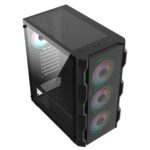 CIT Neo ATX Gaming Case Black 6 Port Hub PWM & 4x ARGB CiT Tornado Dual-Ring Infinity Fans - Image 4