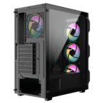 CIT Neo ATX Gaming Case Black 6 Port Hub PWM & 4x ARGB CiT Tornado Dual-Ring Infinity Fans - Image 6