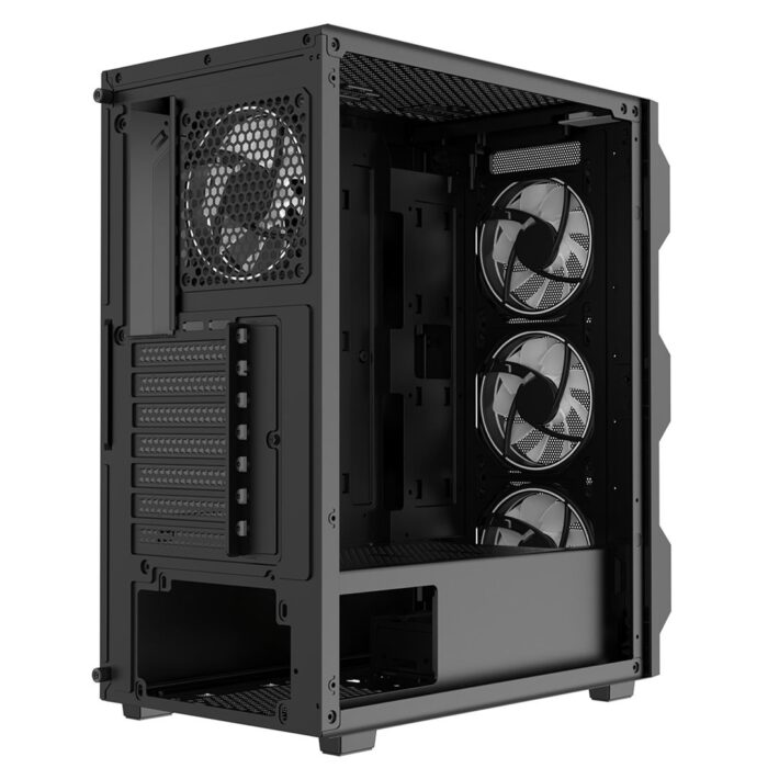 CIT Neo 5 CIT Neo ATX Gaming Case Black 6 Port Hub PWM & 4x ARGB CiT Tornado Dual-Ring Infinity Fans - Image 7