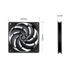 Arctic P12 Slim 12cm Pressure Optimised PWM PST Case Fan, Black, Fluid Dynamic, 300-2100 RPM - Image 2