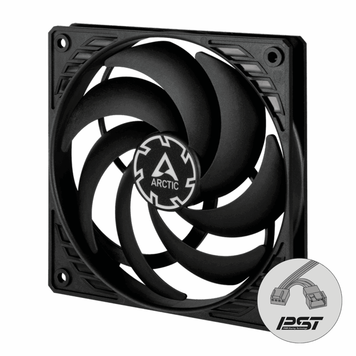 p12-slim-pwm-pst-black-pst-icon 1 Arctic P12 Slim 12cm Pressure Optimised PWM PST Case Fan, Black, Fluid Dynamic, 300-2100 RPM - Image 3