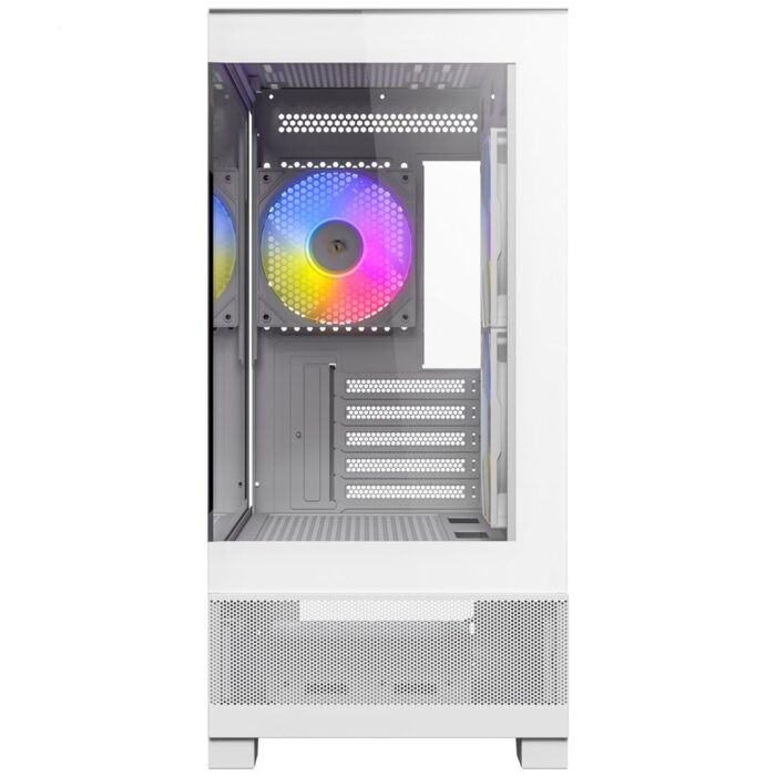 ANTEC CX500M white 1 Antec CX500M RGB Gaming Case w/ Glass Side & Front, Micro ATX, 3x RGB Fans, LED Button, 410mm GPU Support, USB-C, White - Image 2