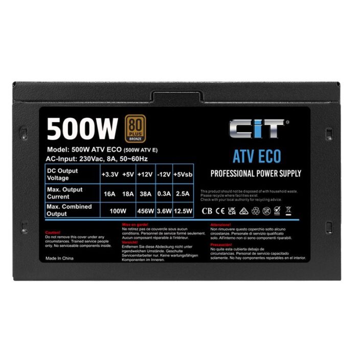 CIT ATV Eco Bronze 500W 230V 12cm Fan APFC Power Supply - Image 2