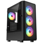 CRONUS Achos V2 Case, Gaming, Black, Mid Tower, 4 x ARGB LED Fans, ATX, Micro ATX, Mini-ITX