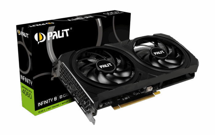 Palit RTX4060 Infinity 2, PCIe4, 8GB DDR6, HDMI, 3 DP, 2460MHz Clock, 0dB Mode - Image 1