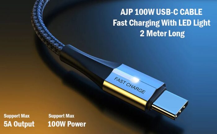 2 M USB-C to USB-C Fast Charging Data Cable Black. - Image 2