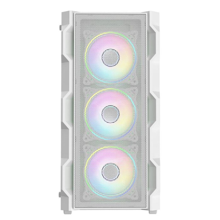 CIT Neo ATX Gaming Case White 6 Port Hub PWM & 4x ARGB CiT Tornado Dual-Ring Infinity Fans. - Image 3