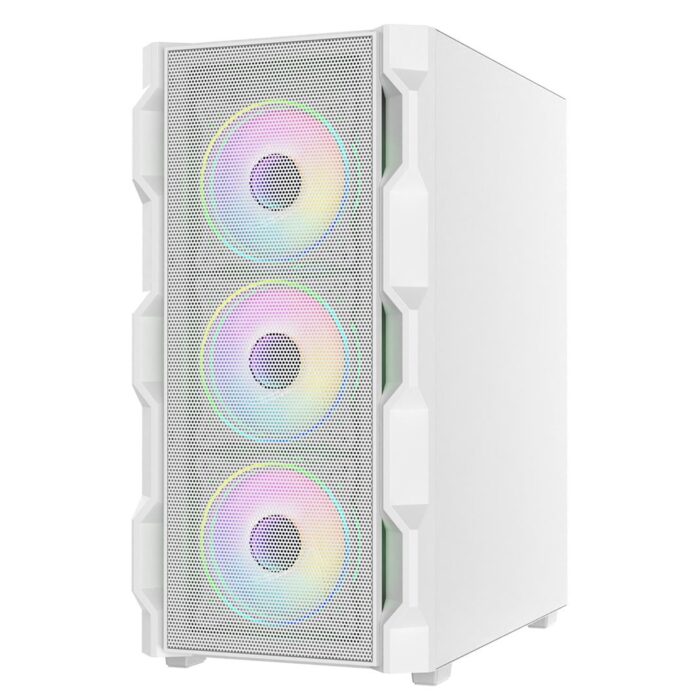 CIT Neo ATX Gaming Case White 6 Port Hub PWM & 4x ARGB CiT Tornado Dual-Ring Infinity Fans. - Image 4