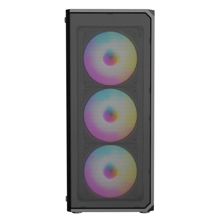 Cit Delta Black ATX Gaming Case with MeshABS Front, Tempered Glass Side, 6 x Inner-Ring ARGB Fans - Image 3