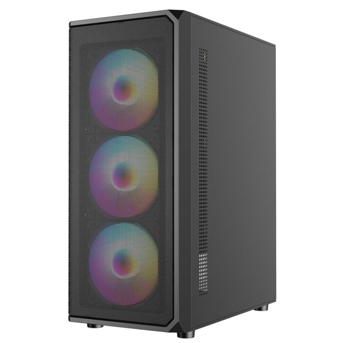 Cit Delta Black ATX Gaming Case with MeshABS Front, Tempered Glass Side, 6 x Inner-Ring ARGB Fans - Image 4