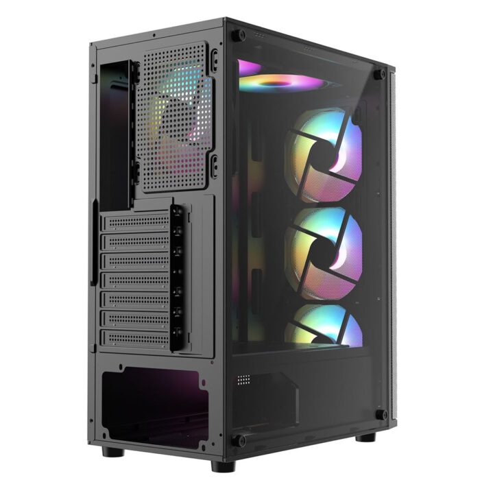 Cit Delta Black ATX Gaming Case with MeshABS Front, Tempered Glass Side, 6 x Inner-Ring ARGB Fans - Image 5