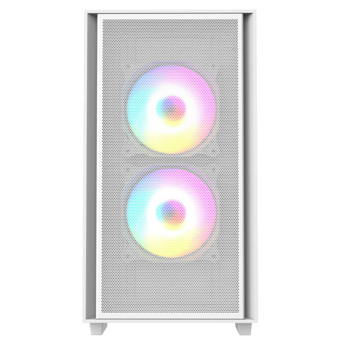 Cit Level 4 White Micro-ATX Mesh PC Gaming Case with 3 x 120mm RGB Rainbow Fans - Image 3