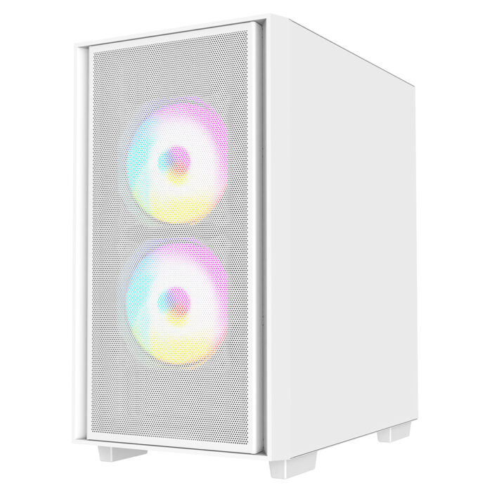 Cit Level 4 White Micro-ATX Mesh PC Gaming Case with 3 x 120mm RGB Rainbow Fans - Image 4