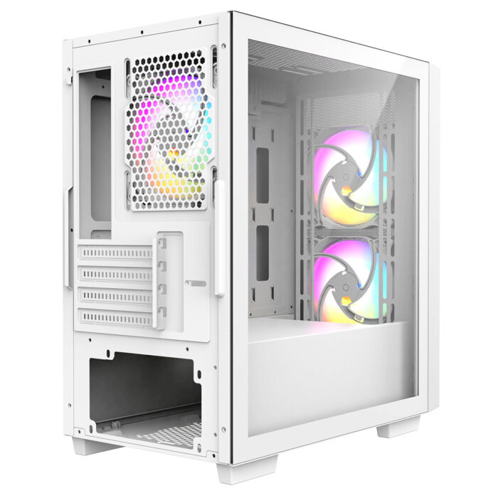 Cit Level 4 White Micro-ATX Mesh PC Gaming Case with 3 x 120mm RGB Rainbow Fans - Image 5