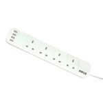 2M Surge Protected 4 Gang Power Extension 2x USB A / 2x USB C