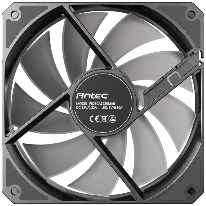 Antec P12R ARGB Reverse PWM 120mm Fan - 4-Pin, Black, High-Airflow Cooling, 9-Blade Design with Anti-Vibration Pads - Image 3