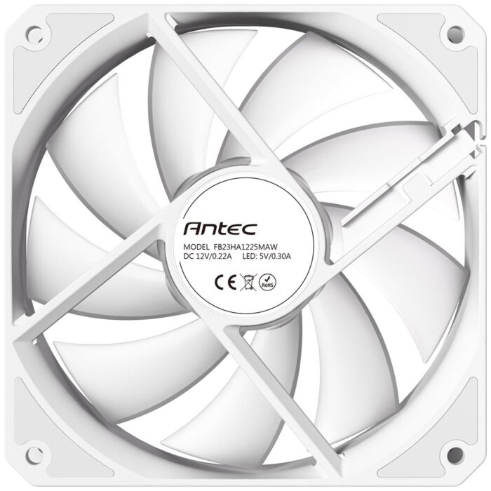Antec P12R ARGB Reverse PWM 120mm Fan - 4-Pin, White, High-Airflow Cooling, 9-Blade Design with Anti-Vibration Pads - Image 3