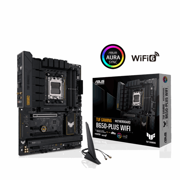 Asus TUF GAMING B650-PLUS WIFI, 0 Asus TUF GAMING B650-PLUS WIFI, AMD B650, AM5, ATX, 4 DDR5, HDMI, DP, Wi-Fi 6, 2.5G LAN, PCIe5, 3x M.2 - Image 1