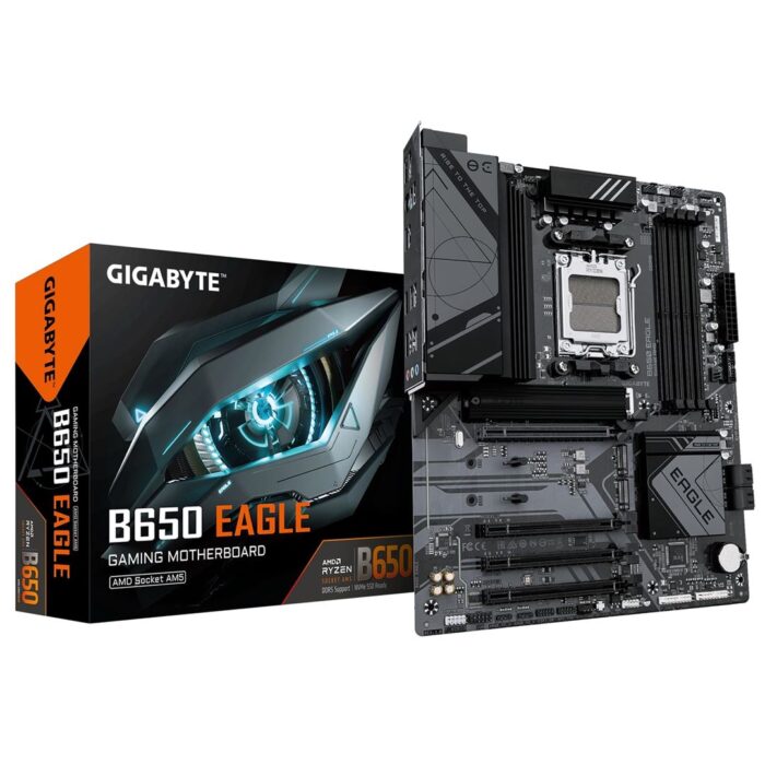 Gigabyte B650 EAGLE AMD AM5 Socket Motherboard, ATX, 4x DDR5 Slots, 3x M.2 Sockets, 2x USB-C Port, GbE LAN, - Image 1