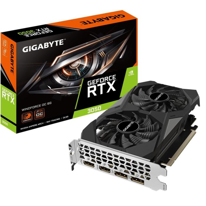 Gigabyte NVIDIA GeForce RTX 3050 WINDFORCE OC 6G Graphics Card, 6GB GDDR6, Dual Fan, 2x DP, 2x HDMI - Image 1