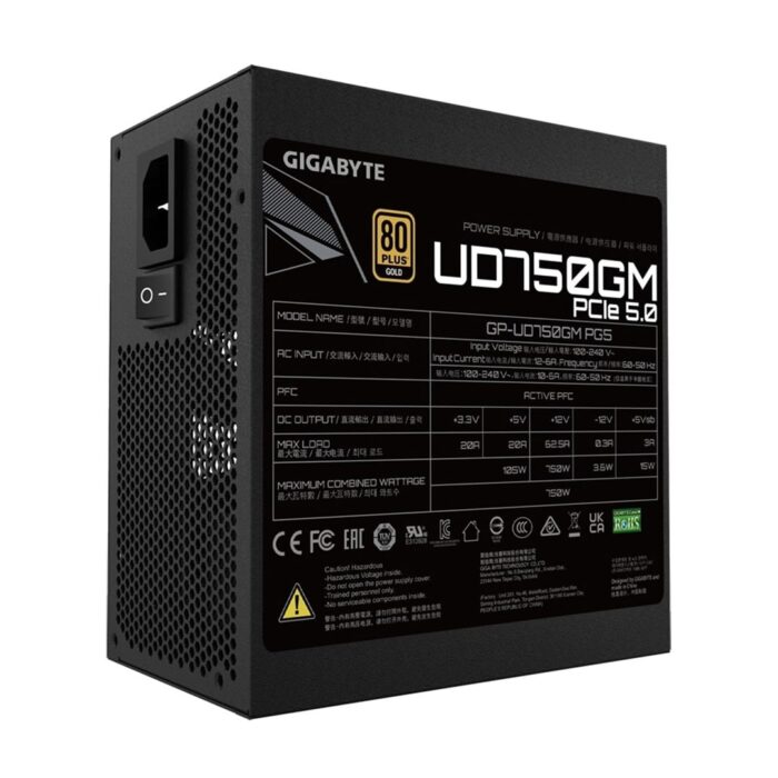 Gigabyte UD750GM PG5,750W, Fully Modular, 80 Plus Gold Certified, PCIe Gen 5 & Intel ATX 3.0 Ready - Image 3