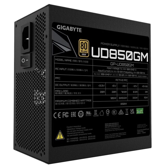 GIGABYTE GP-UD850GM 850W 80 Plus Gold Certified Fully Modular Power Supply, Ultra Durable with Japanese Capacitors - Image 3