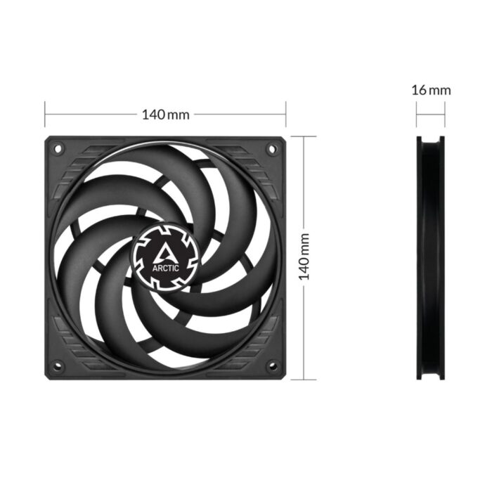 Arctic P14 14cm Pressure Optimised Slim PWM PST Fan Black - Image 4