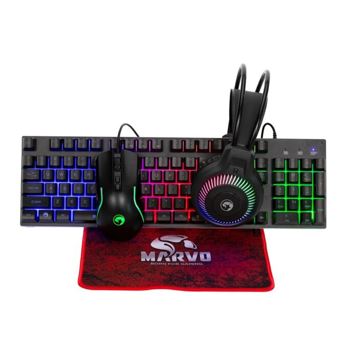 Marvo Scorpion CM416 Loot 40 4 in 1 RGB Gaming UK Layout Keyboard, Mouse, Headset and Mat Bundle (Black) - Image 1