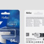 Netac 64GB UM1 USB 3.2 Memory Pen, Zinc Alloy Casing, Key Ring, Pearl Nickel Colour