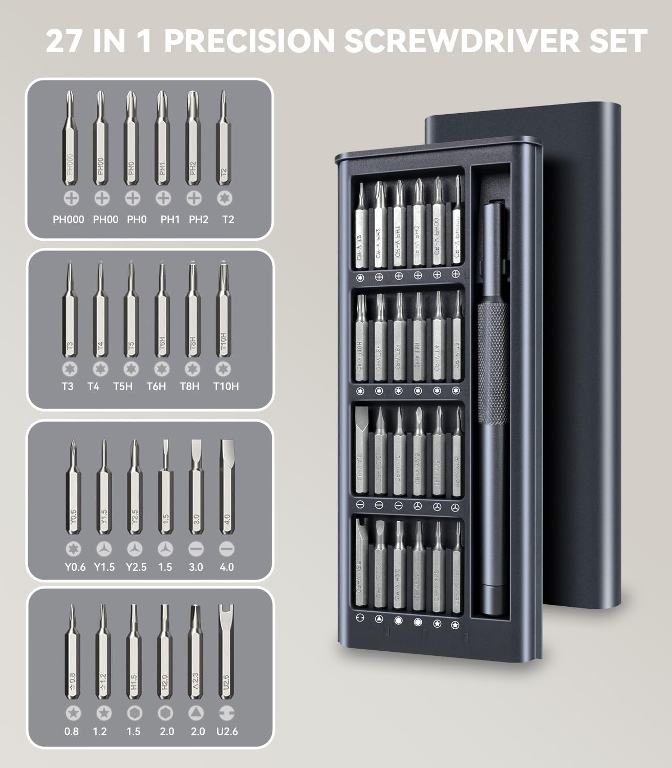 screwdriver set 0 Precision Screwdriver Set 27-in-1 Bits, DIY Repair Tools Kit Mini Screwdriver Set for Repair Electronic Devices - Image 1