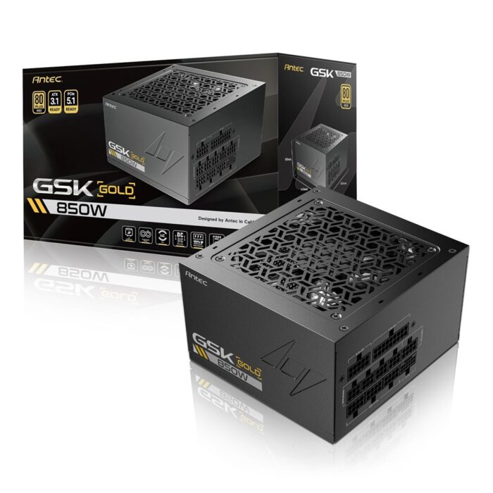 Antec GSK ATX3.1 850W Antec GSK ATX3.1 850W Power Supply, 80 PLUS Gold, Full Modular, PCIe 5.1 - Image 1