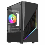 Vida Genesis Black ARGB Gaming Case w/ Glass Window, Micro ATX, 2x ARGB Fans, Front ARGB Strip