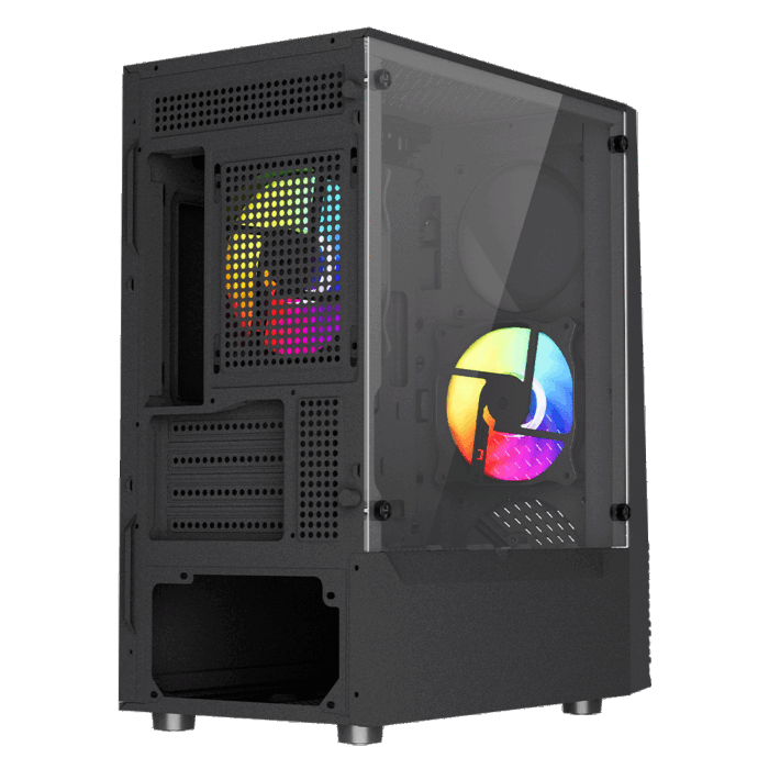 Vida Genesis Black 3 Vida Genesis Black ARGB Gaming Case w/ Glass Window, Micro ATX, 2x ARGB Fans, Front ARGB Strip - Image 7