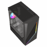 Vida Genesis Black ARGB Gaming Case w/ Glass Window, Micro ATX, 2x ARGB Fans, Front ARGB Strip - Image 4