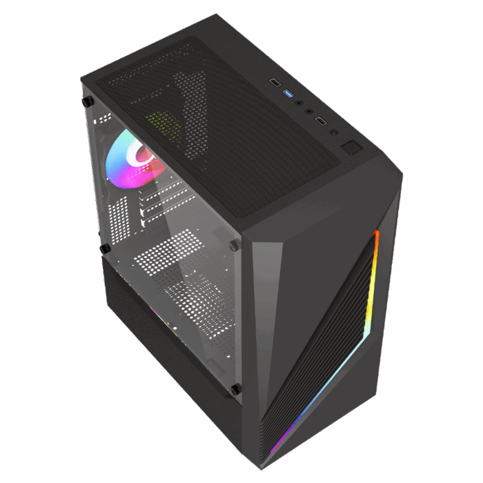 Vida Genesis Black 4 Vida Genesis Black ARGB Gaming Case w/ Glass Window, Micro ATX, 2x ARGB Fans, Front ARGB Strip - Image 4