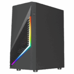 Vida Genesis Black ARGB Gaming Case w/ Glass Window, Micro ATX, 2x ARGB Fans, Front ARGB Strip - Image 3