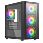 Vida Lucid Black ARGB Gaming Case w/ Glass Front & Side, Micro ATX, 4x ARGB Infinity Fans