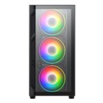 Vida Lucid Black ARGB Gaming Case w/ Glass Front & Side, Micro ATX, 4x ARGB Infinity Fans - Image 2