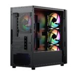 Vida Lucid Black ARGB Gaming Case w/ Glass Front & Side, Micro ATX, 4x ARGB Infinity Fans - Image 4
