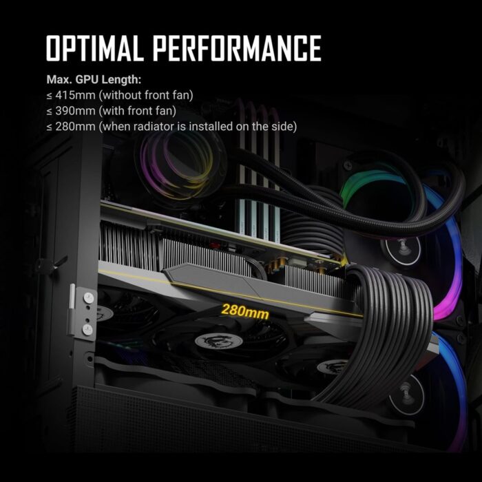 ANTEC NX416L Case, Gaming, Black, Mid Tower, 3 x ARGB Fan - Image 4