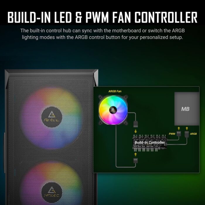 ANTEC NX416L Case, Gaming, Black, Mid Tower, 3 x ARGB Fan - Image 5