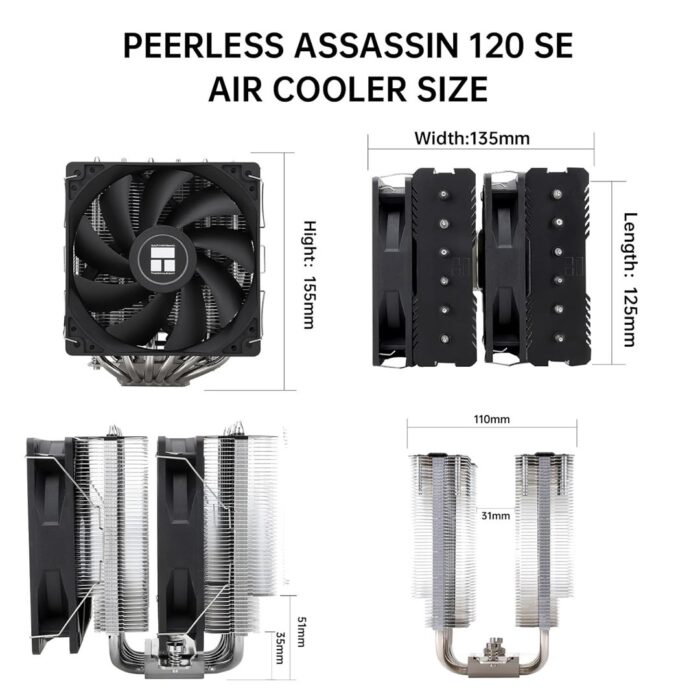 Thermalright Peerless Assassin 120 SE CPU Air Cooler, 6 Heat Pipes Aluminium Heatsink Cover - Image 3