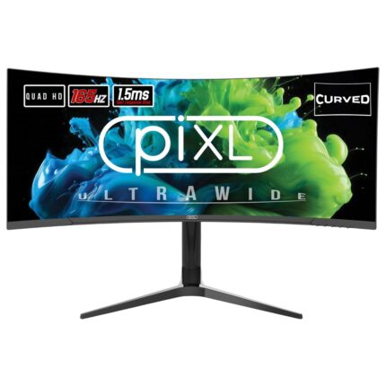piXL 34 Inch Ultrawide Curved Gaming Monitor, 165Hz, 1.5ms Response Time, 3440x1440 Resolution, HDMI, DP