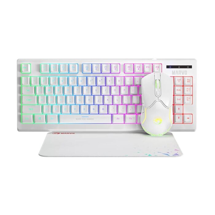 Marvo Scorpion CM310 Loot 30 3 in 1 RGB Wired Gaming TKL Keyboard, Mouse and Mat Bundle (White) - Image 1