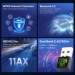 USB AX900 WiFi6 & BT Adapter Realtek RTL8851BU  2.4GHz/5.8GHz Dual Band - Image 2
