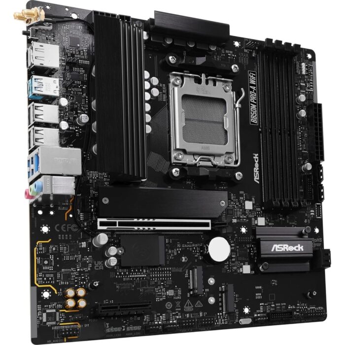 ASRock B850M Pro-A WiFi AMD AM5 Socket Motherboard, Micro-ATX, 4x DDR5, 2.5GbE LAN, Wi-Fi 6E - Image 2