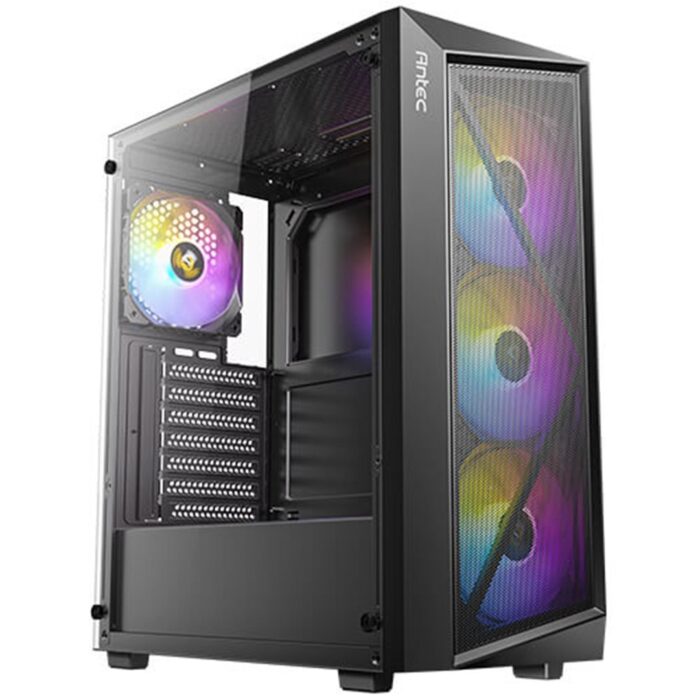 Antec AX67 ARGB Antec AX67 ARGB Mid-Tower Gaming PC Case, Full Mesh Front, Tempered Glass, 4 x 120mm ARGB Fans, ATX - Image 1