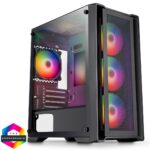 CIT Vento Gaming MATX Case Black 4x 12cm ARGB Fans Hub