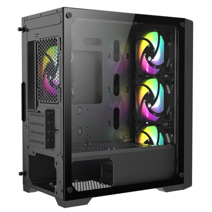 CIT Vento Gaming MATX Case Black 4x 12cm ARGB Fans Hub - Image 5